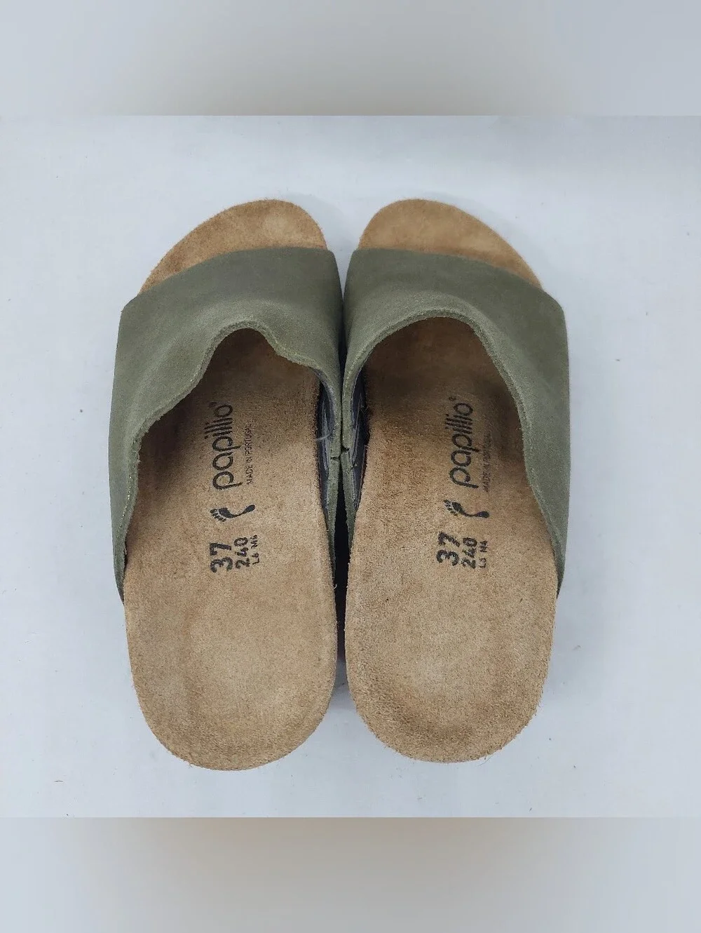Papillio by Birkenstock Namica Suede Wedge Olive Green Metallic Womens Size 6